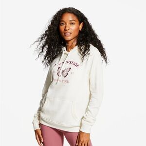 New Aeropostale Small Ivory White Butterfly Pullover Kangaroo Hoodie Style 2970